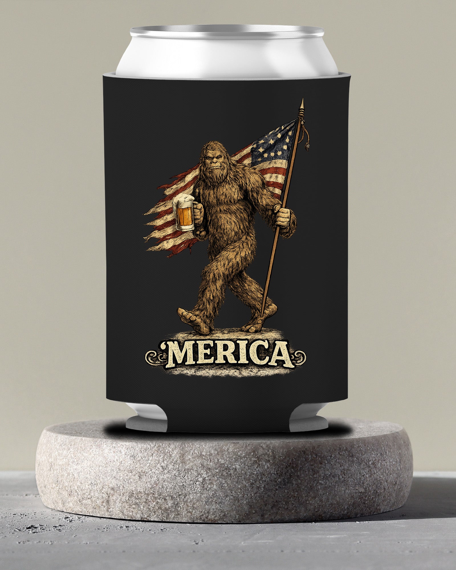 Bigfoot Merica Can Cooler