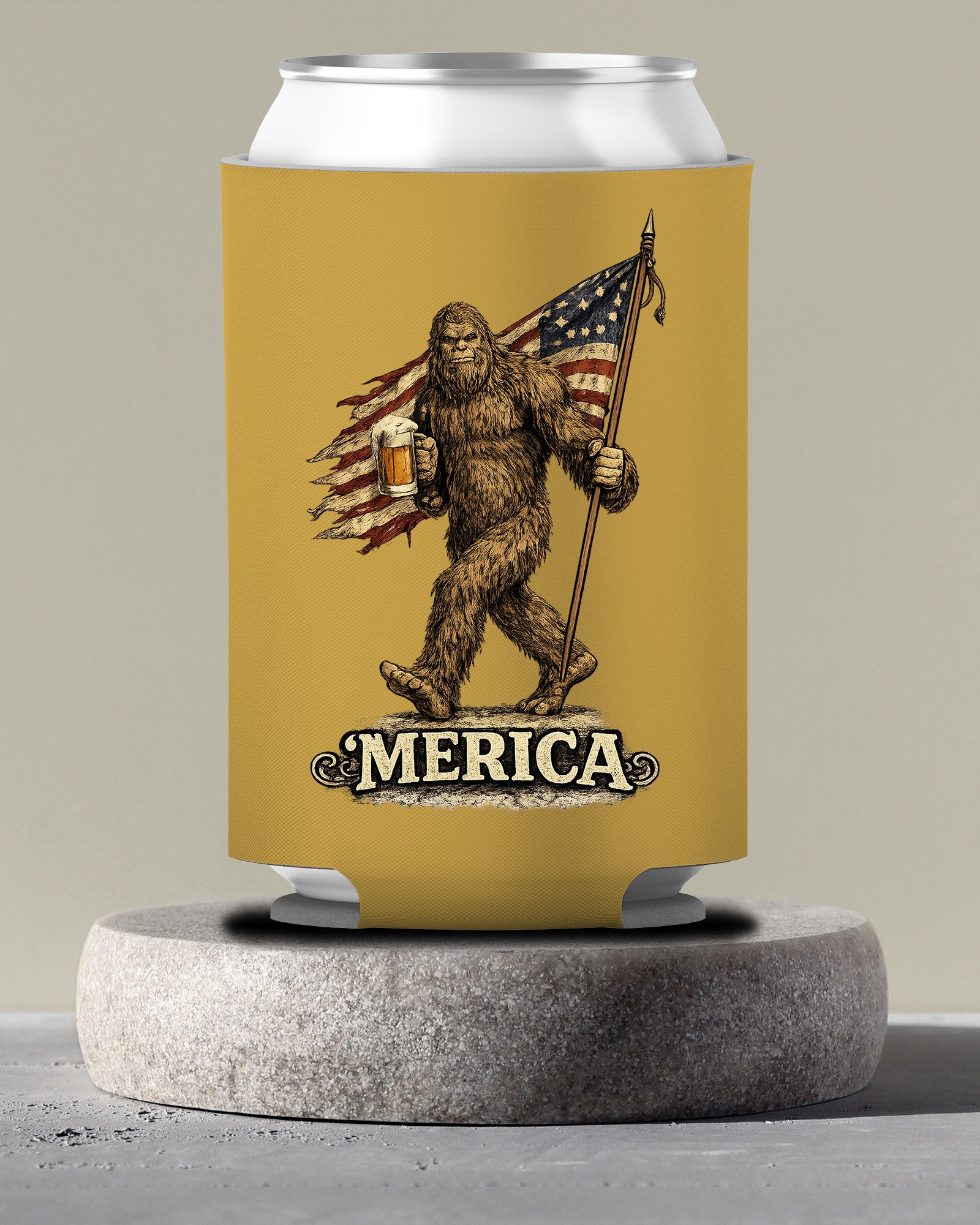 Bigfoot Merica Can Cooler