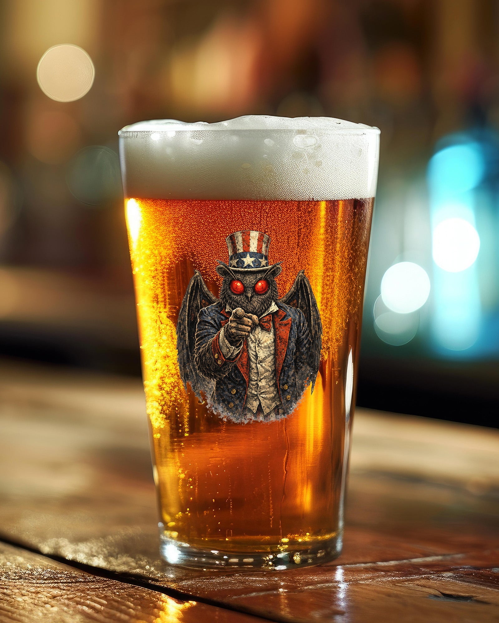 Mothman Uncle Sam Pint Glass
