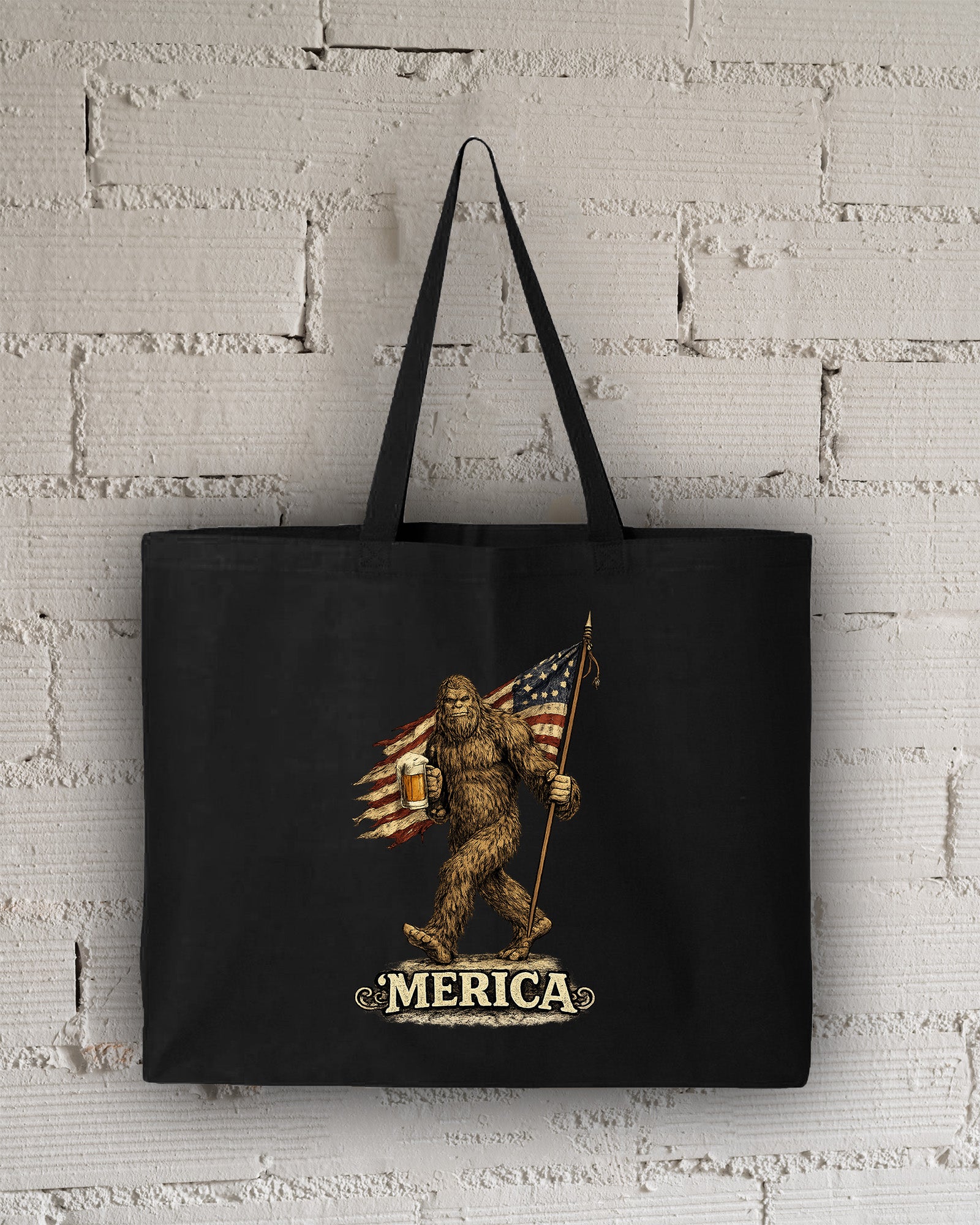 Bigfoot Merica Tote Bag