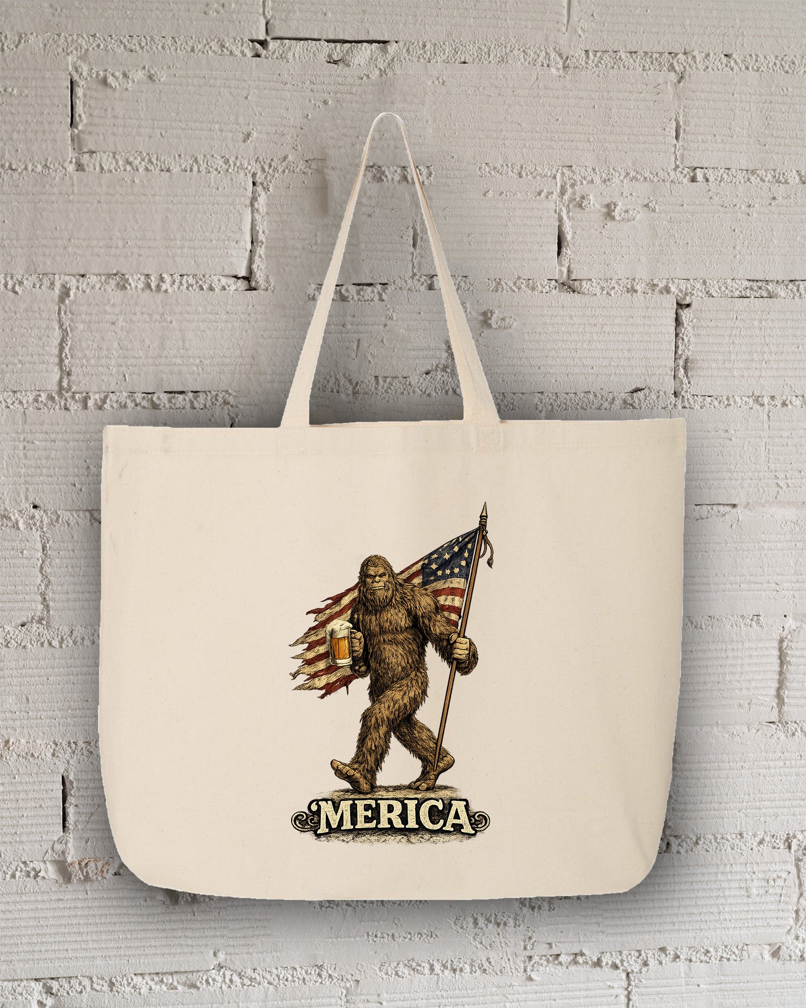 Bigfoot Merica Tote Bag