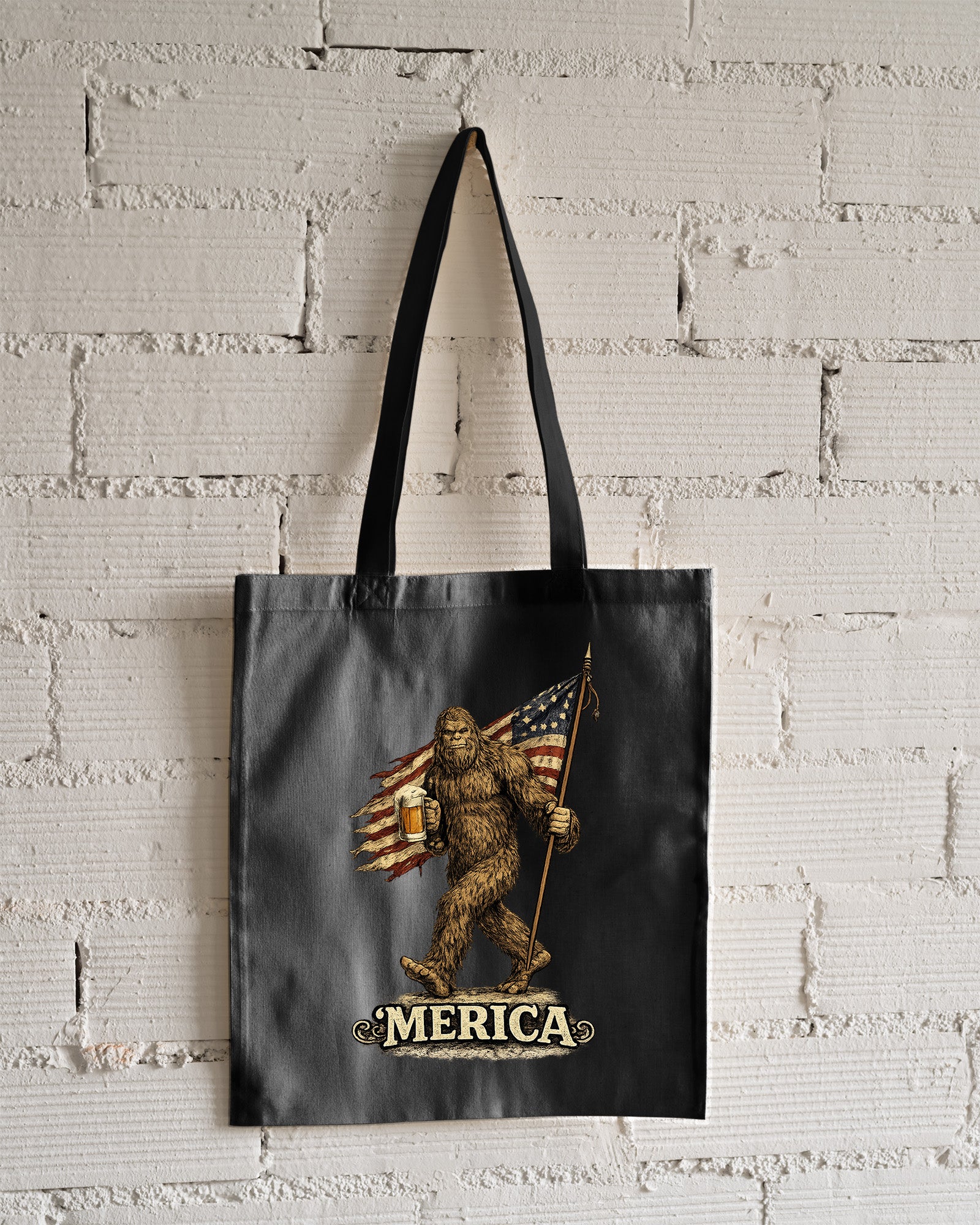 Bigfoot Merica Tote Bag