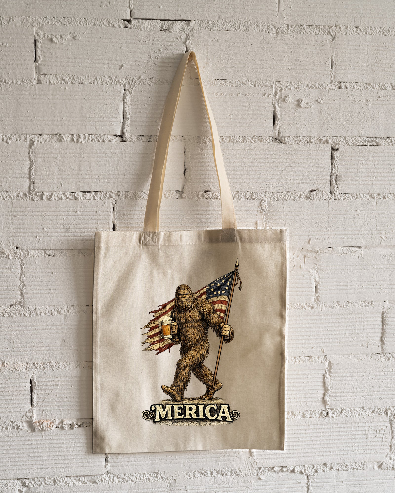 Bigfoot Merica Tote Bag