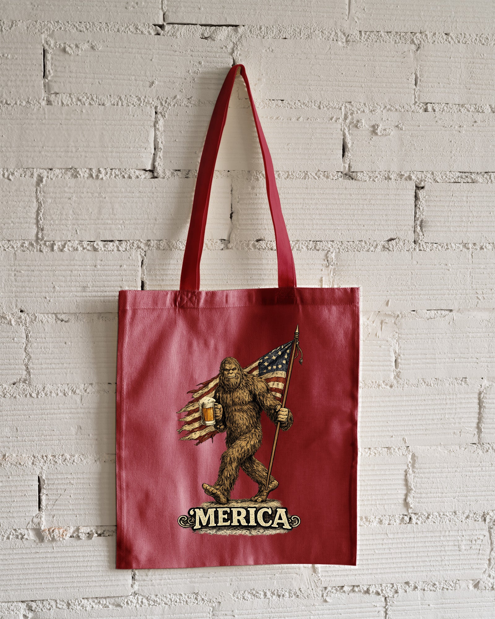 Bigfoot Merica Tote Bag
